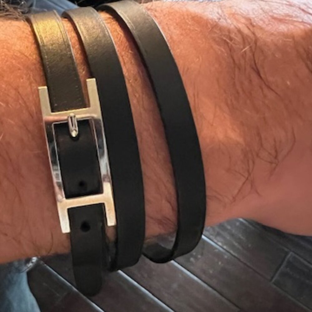 Hermès Behapi Double Tour / Triple-Quad Wrap Leather Bracelet | Silver Hardware